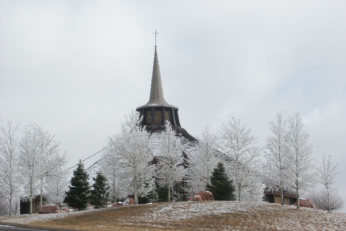 Strickland Chapel during early winter.
