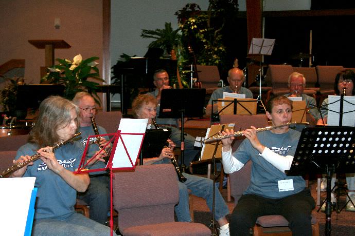 Pre-concert practice session.